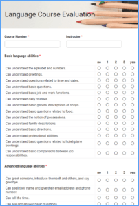 Language Course Evaluation Form Template Formsite