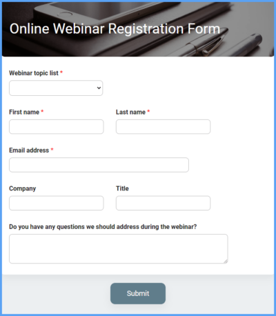 Online Webinar Registration Form Template Formsite