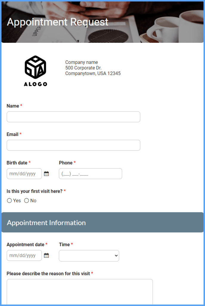 Appointment Request Form Template Formsite