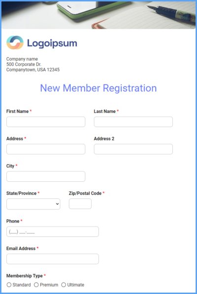 Club Signup Form Template Formsite