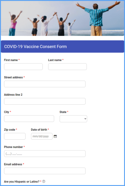 Covid Vaccine Consent Form Template Formsite