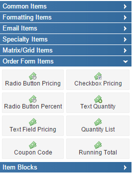 Formsite Order Form Items