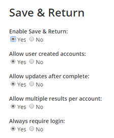 Save & Return Settings