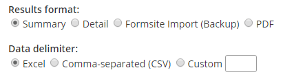 Formsite export settings