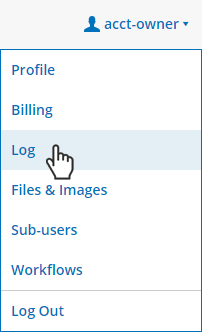 Formsite User menu -> Log