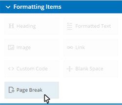 Formsite multiple pages page break