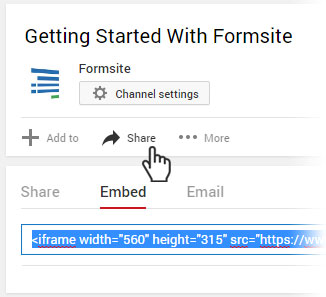 Formsite Custom Code embed video