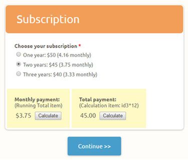 Formsite recurring billing subscription