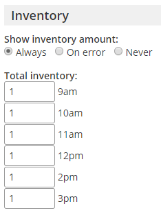Formsite appointment scheduling inventory settings