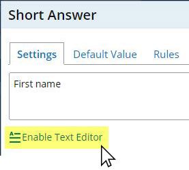 Formsite formatted text item label