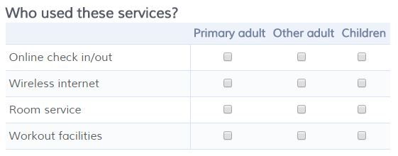 Formsite matrix checkbox