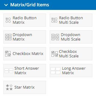 Formsite matrix items