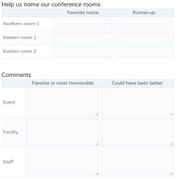 Formsite matrix short answer long answer