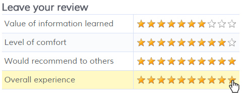 Formsite matrix star rating