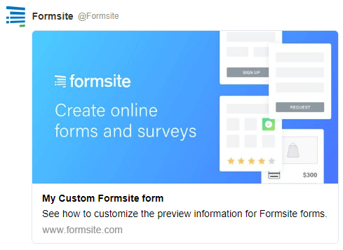 Formsite link preview