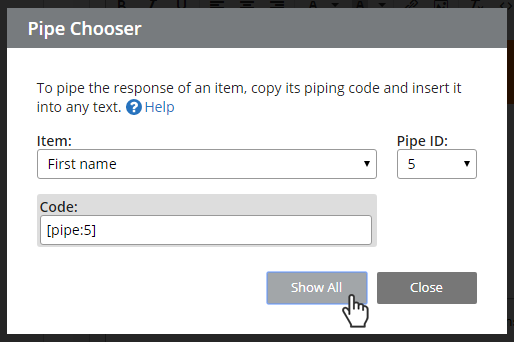 Formsite email receipt insert pipe