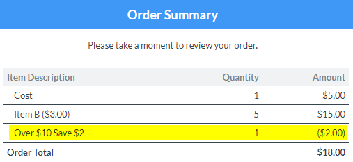 Formsite order form additions auto discount