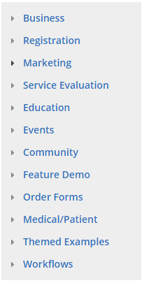 Formsite form templates categories