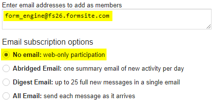 Formsite group email Google Group email form_engine