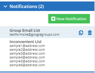 Formsite group email notifications