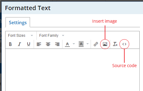 Formsite sizing images text editor