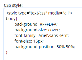 Formsite style settings css