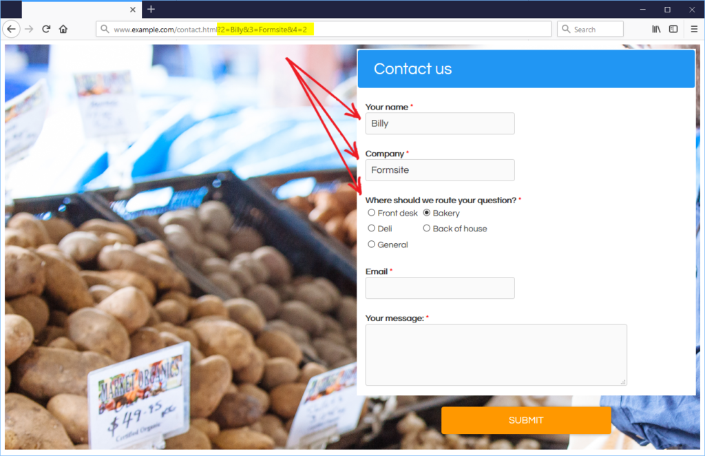Formsite Pre-populate embedded forms result