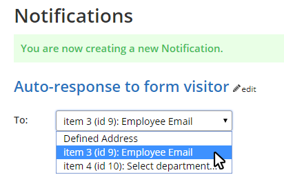 Formsite addressing email Notifications settings