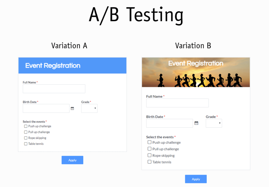 Formsite A/B Testing