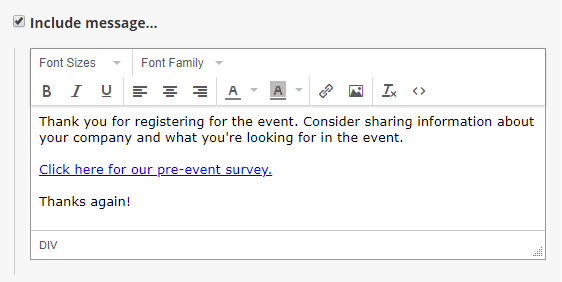 Formsite event forms email survey
