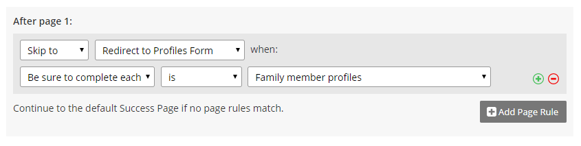 Formsite landing page index page rules