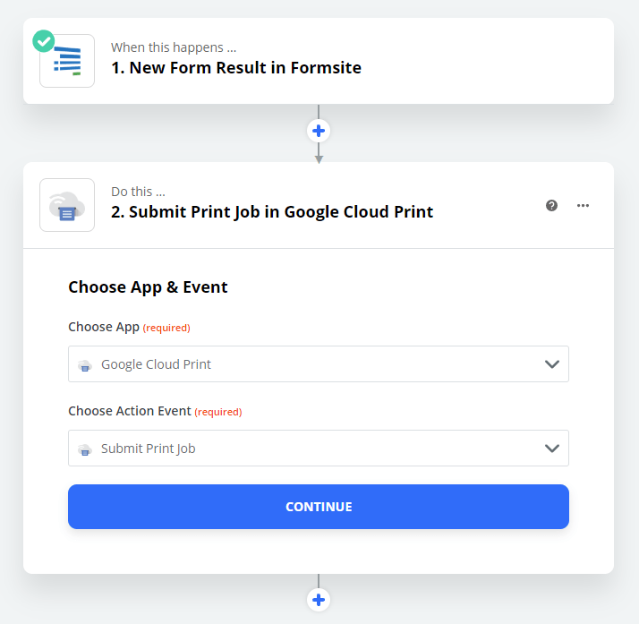 Formsite save form results to Google Drive Zap