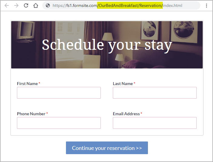 Formsite form url example