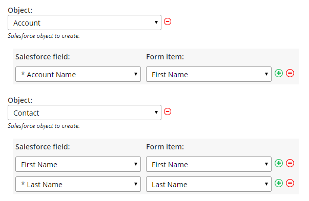 Formsite Salesforce integration multiple objects