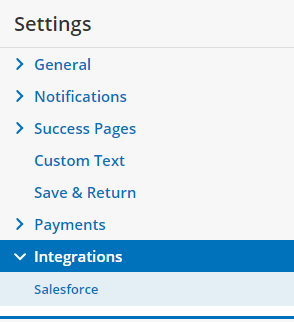 Formsite Salesforce integration settings
