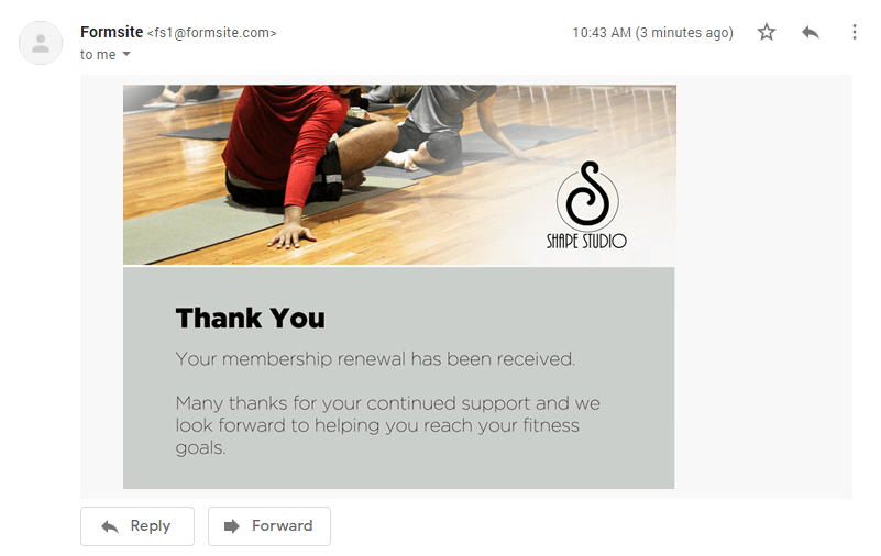 Formsite send email after successful payments