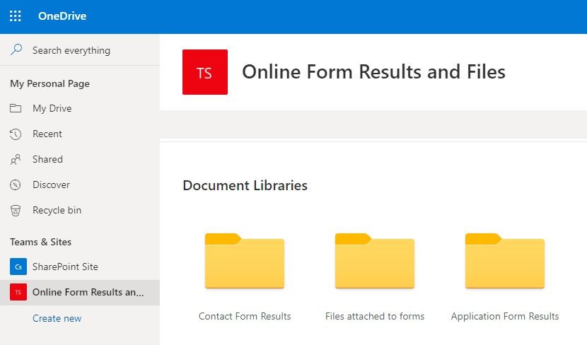 Formsite send results to OneDrive for Business