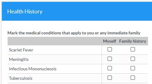 Formsite healthcare template health history