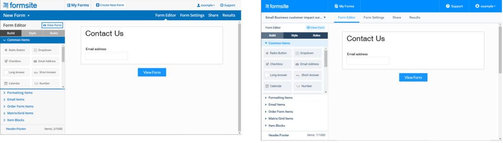 Formsite new design form editor