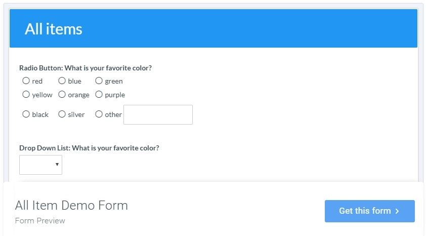 Formsite example form templates