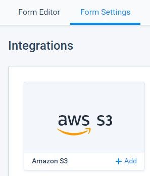 Formsite Amazon S3 integration settings