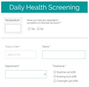 Formsite Health Screening example