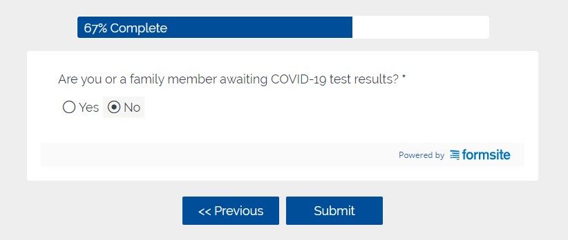 Formsite COVID-19 example questions form