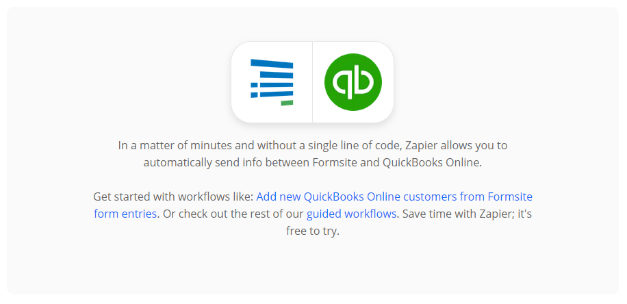 Formsite integrations search quickbooks