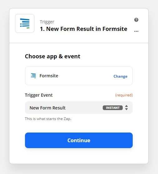 Formsite Facebook Messenger Zap trigger