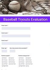 Baseball Tryouts Evaluation Form Template | Formsite