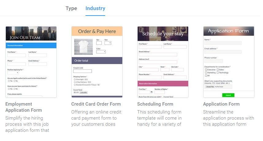 Formsite registration form templates