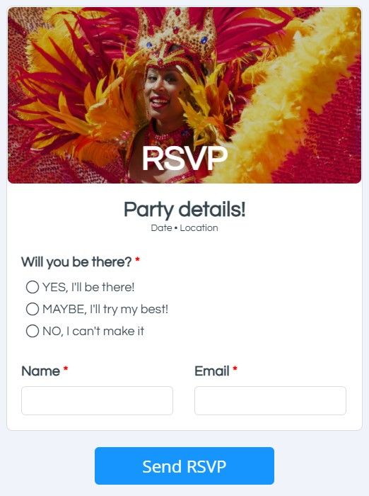 Formsite RSVP forms example