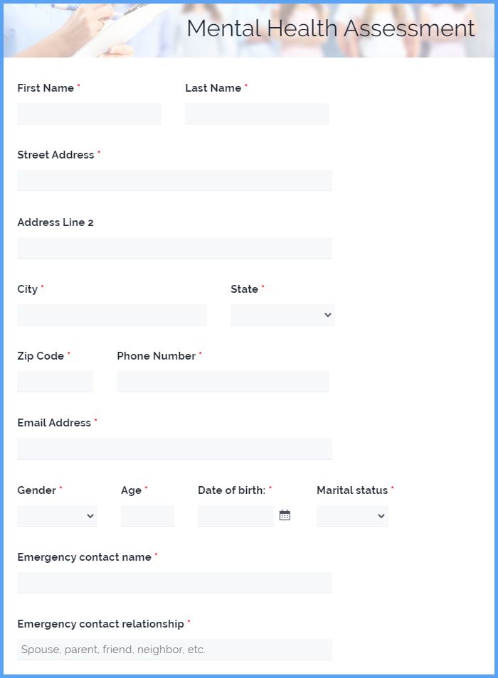 Template Printable Mental Health Assessment Form Printable Templates Free