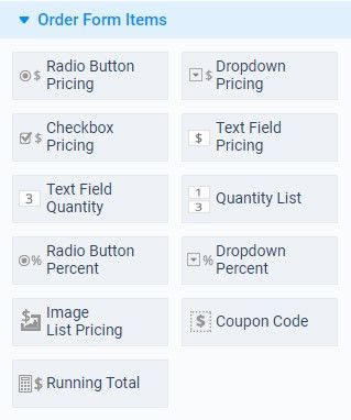 Formsite order form items